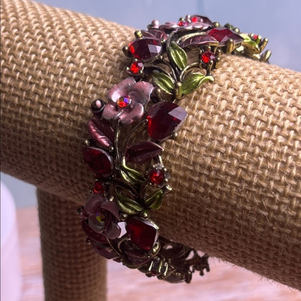 Red Hearts, Pink Flowers w/ AB stones bracelet